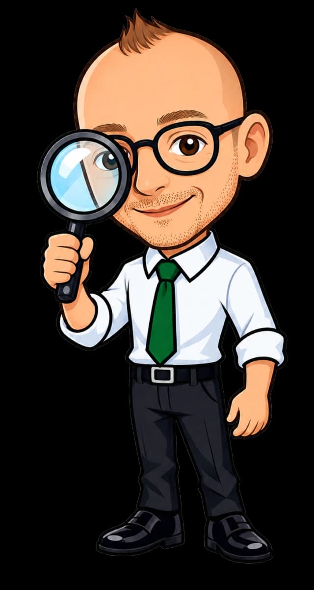 Personnage à la loupe qui inspecte un devis